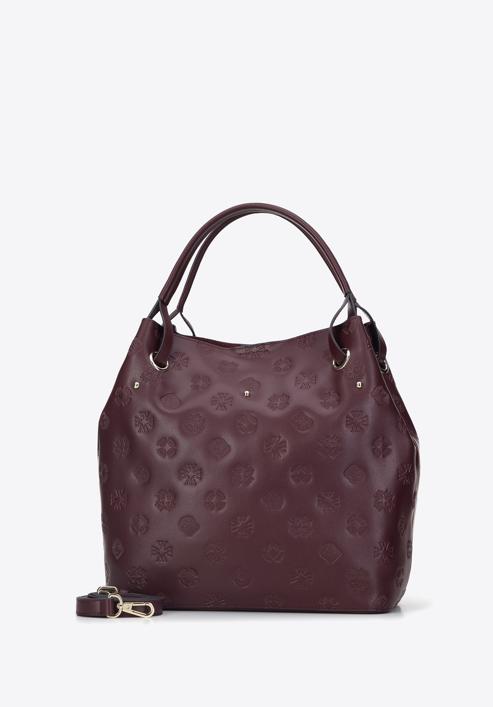 Leather monogram hobo bag, burgundy, 95-4E-615-3, Photo 2