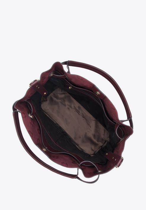 Leather monogram hobo bag, burgundy, 95-4E-615-3, Photo 3