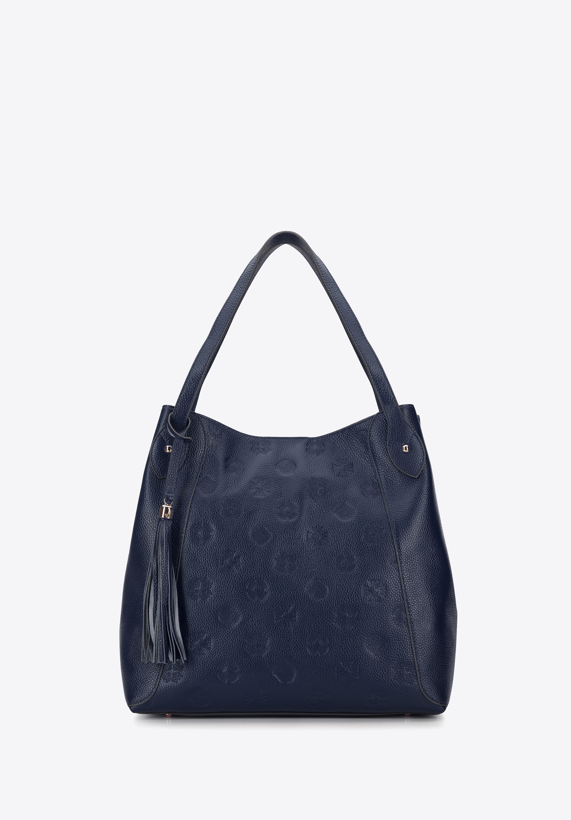 Torebka worek ze skóry w monogram z chwostem