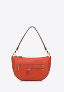 Small leather hobo bag with zip detail, orange, 95-4E-625-6, Photo 1