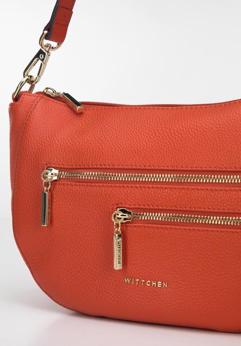 Small leather hobo bag with zip detail, orange, 95-4E-625-6, Photo 4