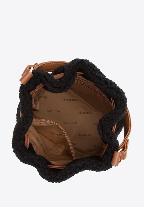 Torebka worek ze sztucznego futerka mała, czarno-brązowy, 97-4Y-503-1, Zdjęcie 3