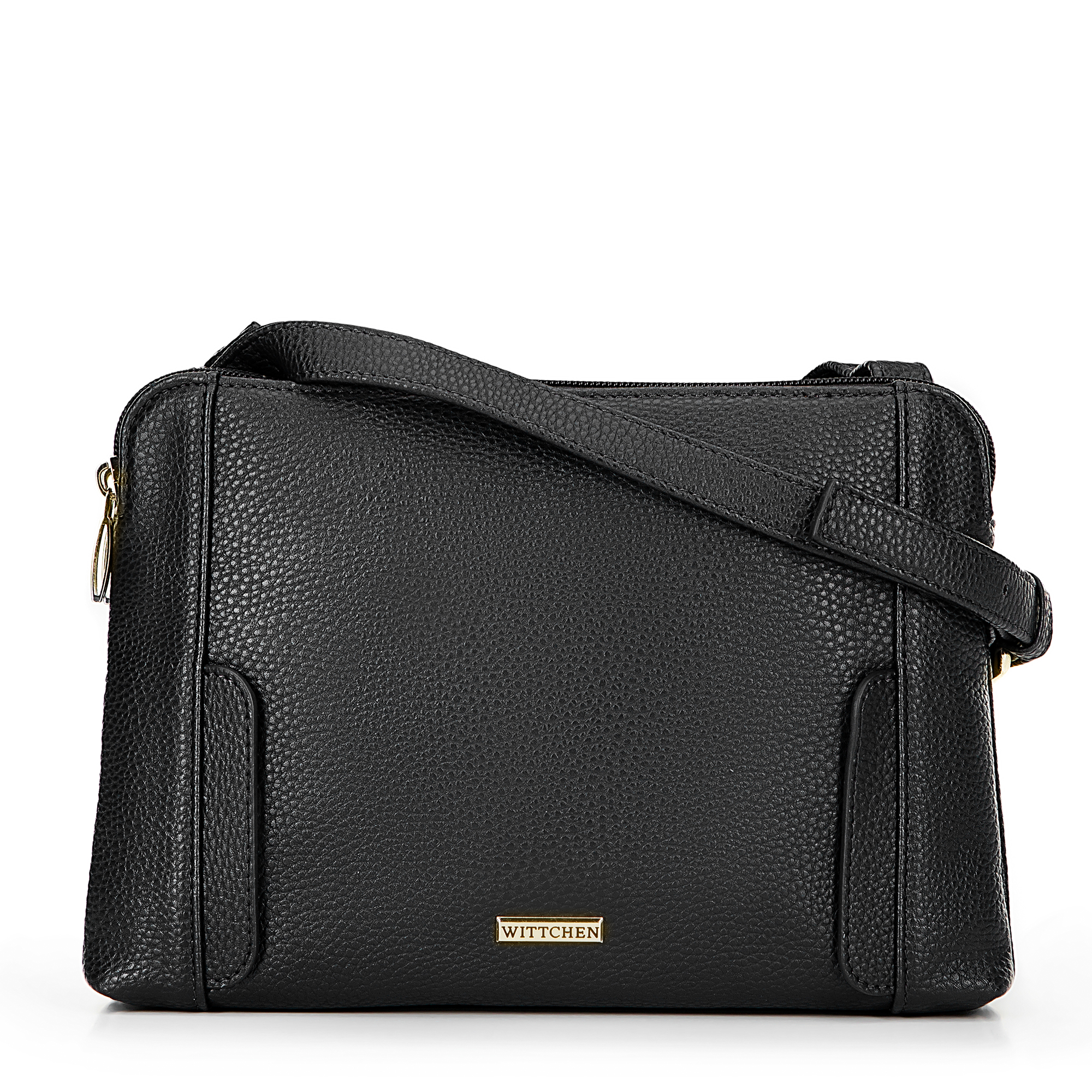 Dámska crossbody dvojkomorová kabelka čierno-zlatá 100-4Y-009-1G