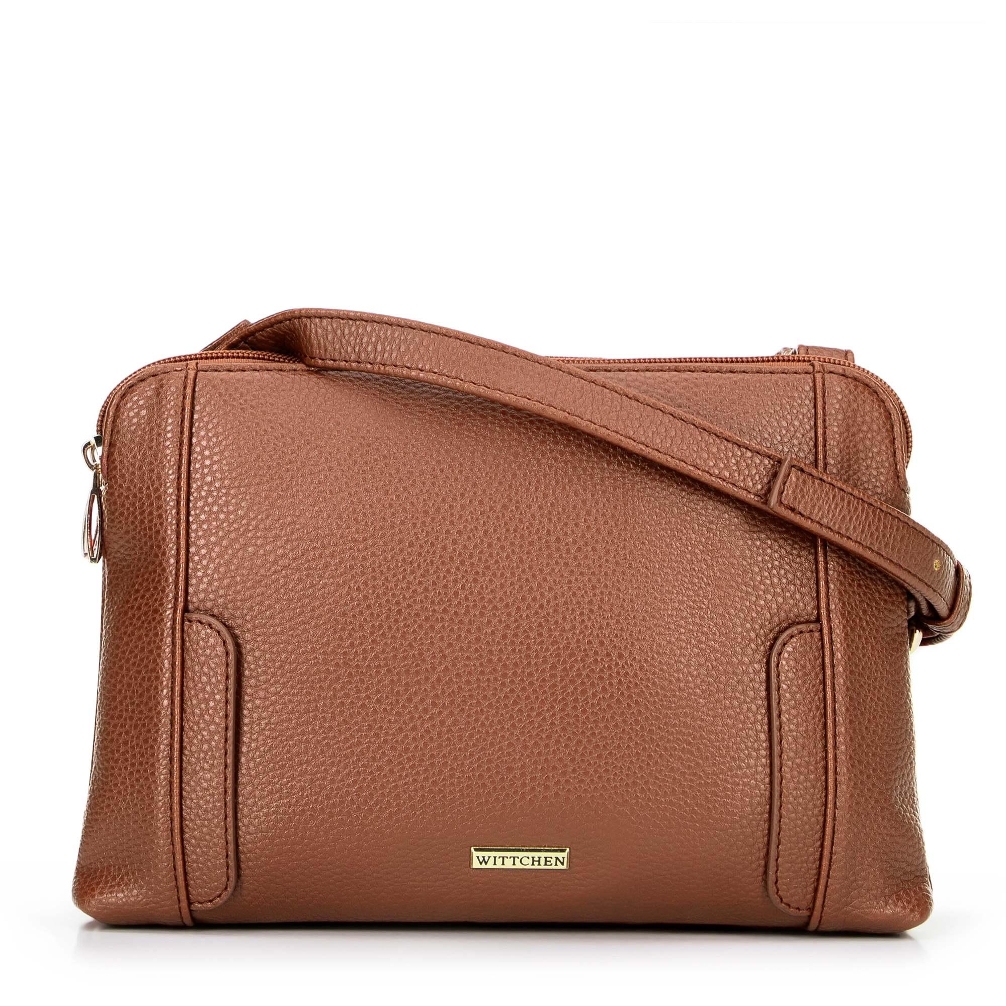 Dámska crossbody dvojkomorová kabelka hnedá 100-4Y-009-5