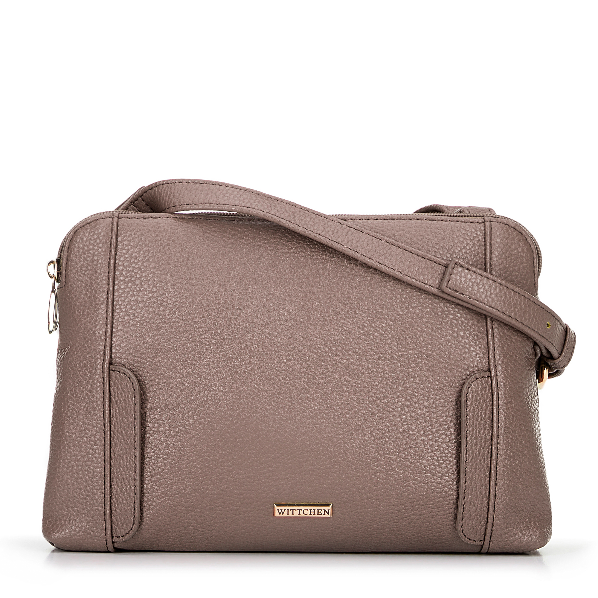 Dámska crossbody dvojkomorová kabelka béžová 100-4Y-009-9