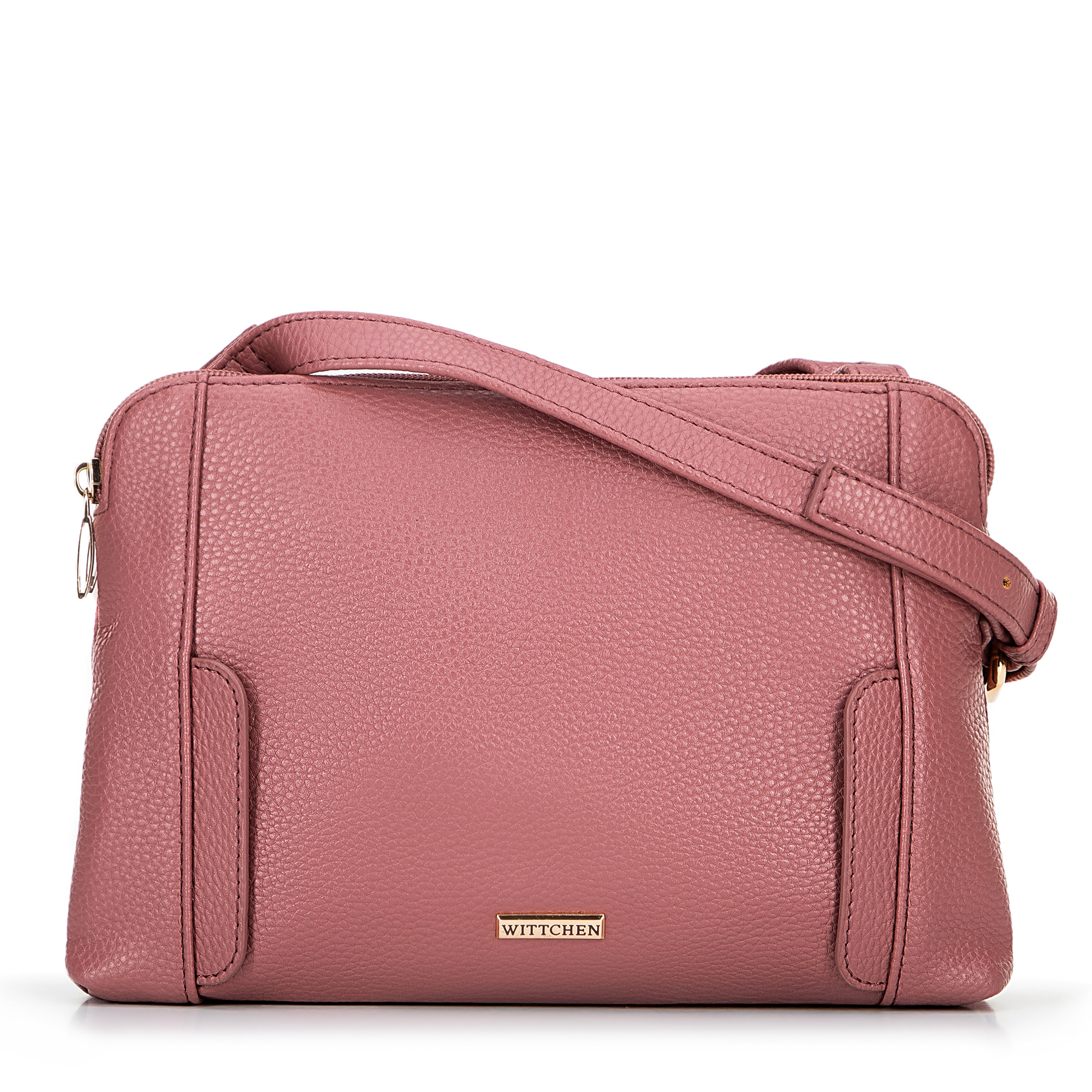 Dámska crossbody dvojkomorová kabelka tlmená ružová 100-4Y-009-P