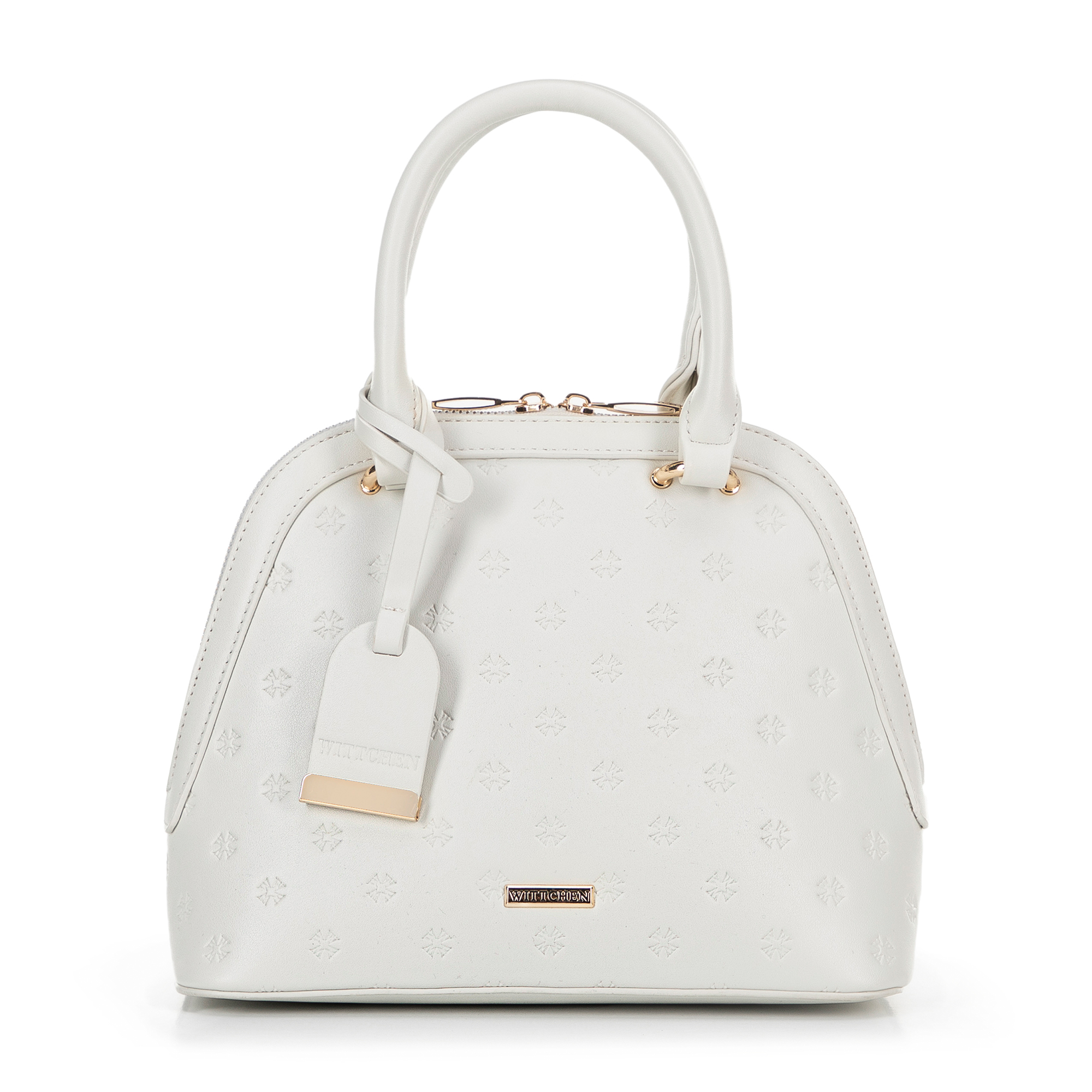 Dámska aktovka z imitácie kože, lichobežníkový tvar, sivobiela 100-4Y-222-0