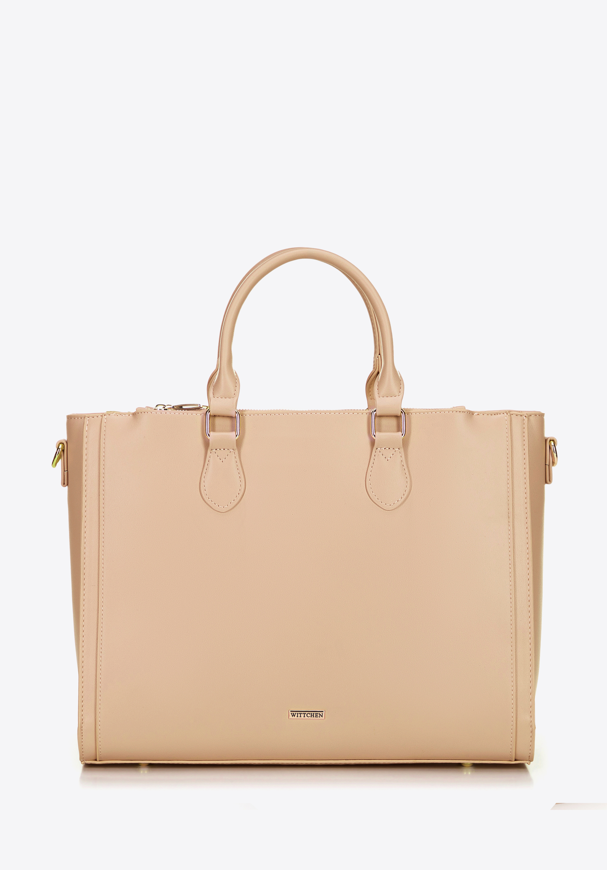 Women's faux leather 14,5” laptop handbag, beige, 100-4Y-232-9, Photo 1