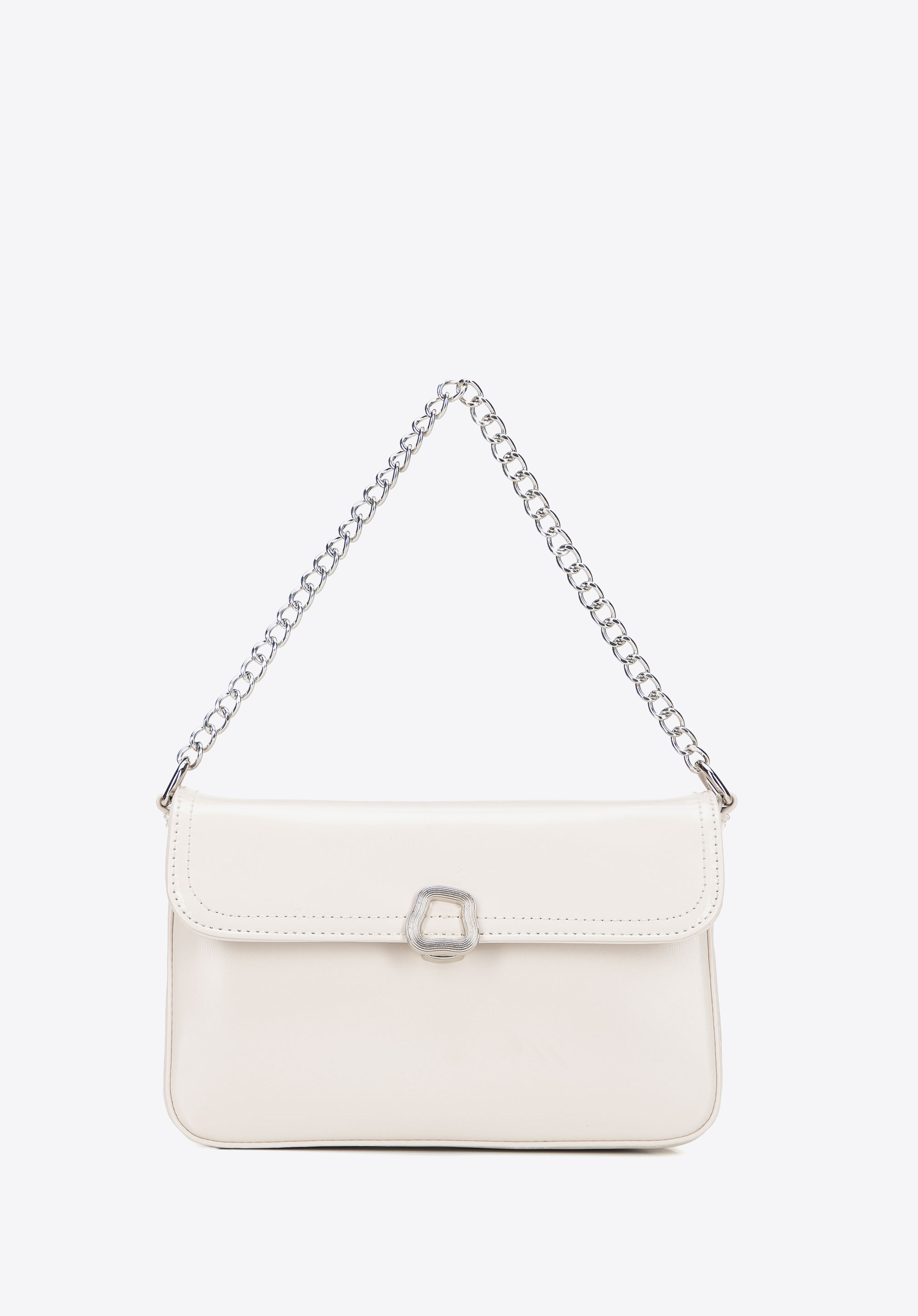 Damska listonoszka z imitacji skóry z łańcuszkiem, kremowy, 101-4Y-435-0, Zdjęcie 1