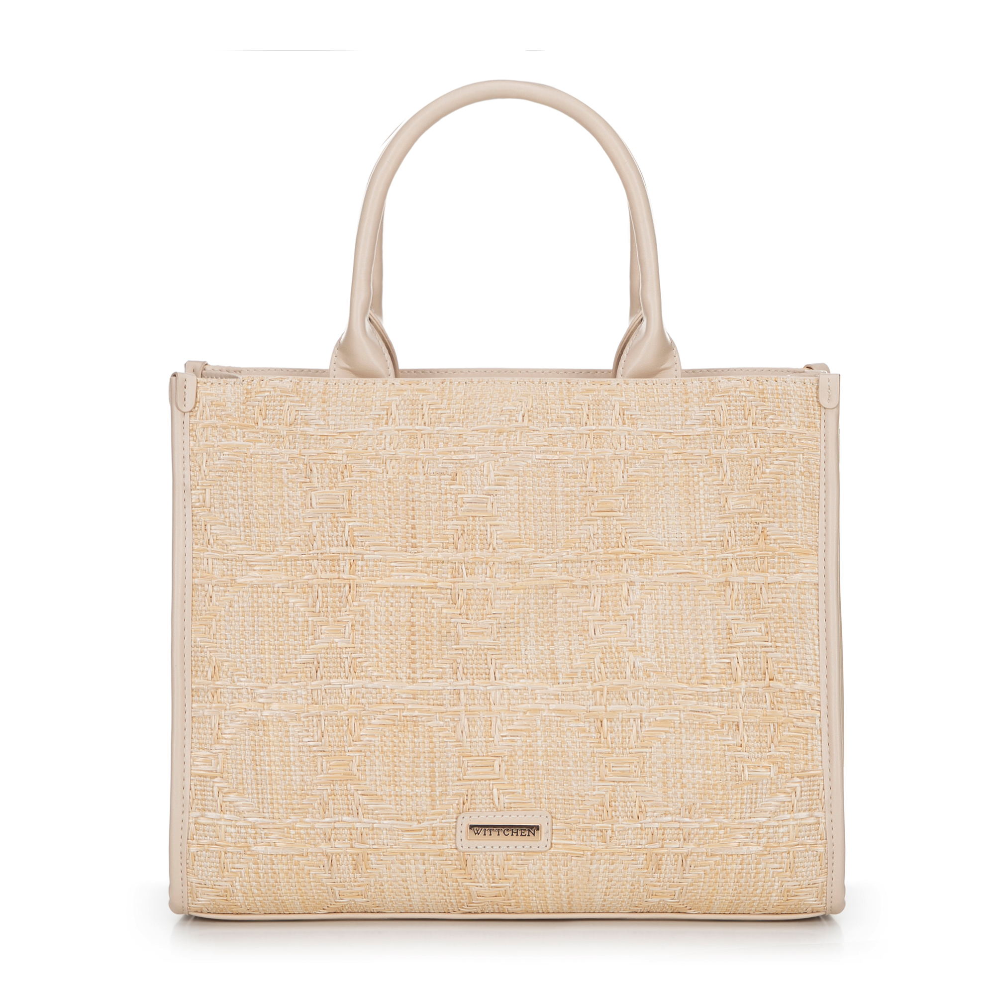 Béžová dámska shopper kabelka Wittchen z polyesteru s prepletaným detailom, Vyberte variant béžová