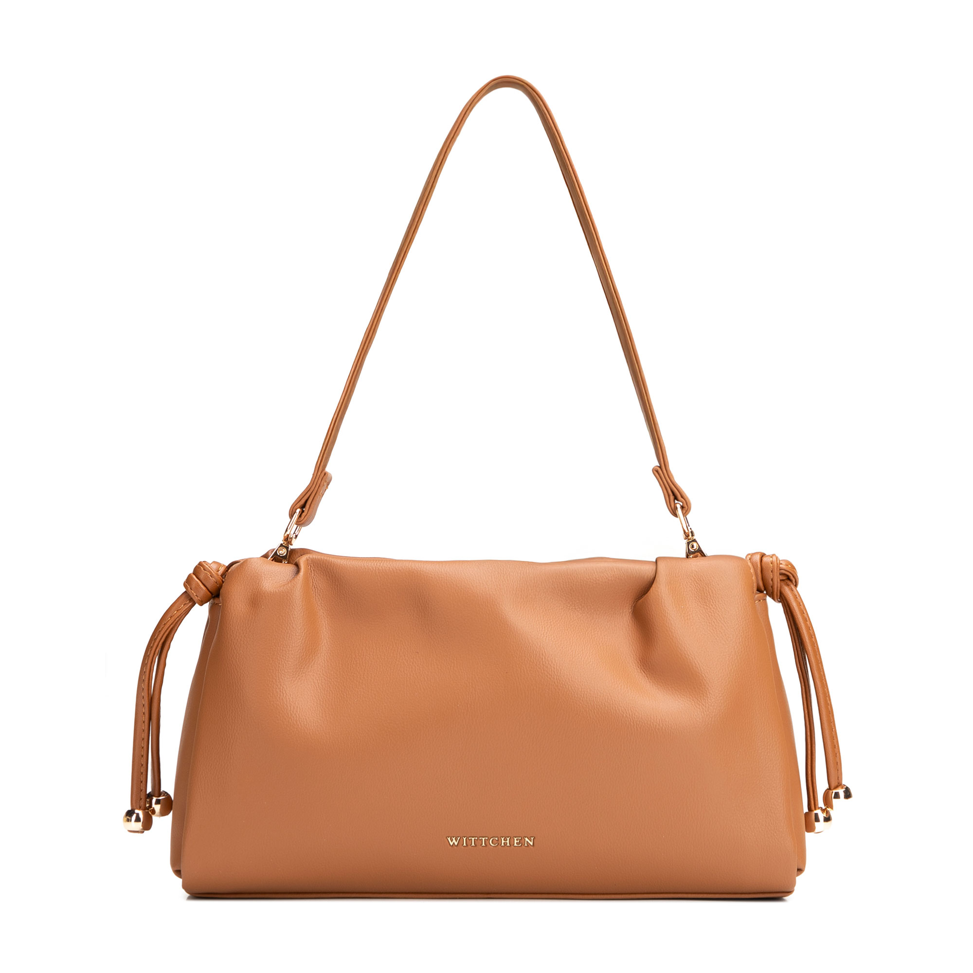 Svetlohnedá crossbody kabelka z imitácie kože so šnúrkami 102-4Y-407-5, Vyberte variant svetlohnedá
