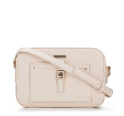Women's cross body bag with front pocket, cream, 29-4Y-001-8, Photo 1