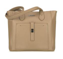 Classic shopper bag with front pocket, beige, 29-4Y-002-9, Photo 1
