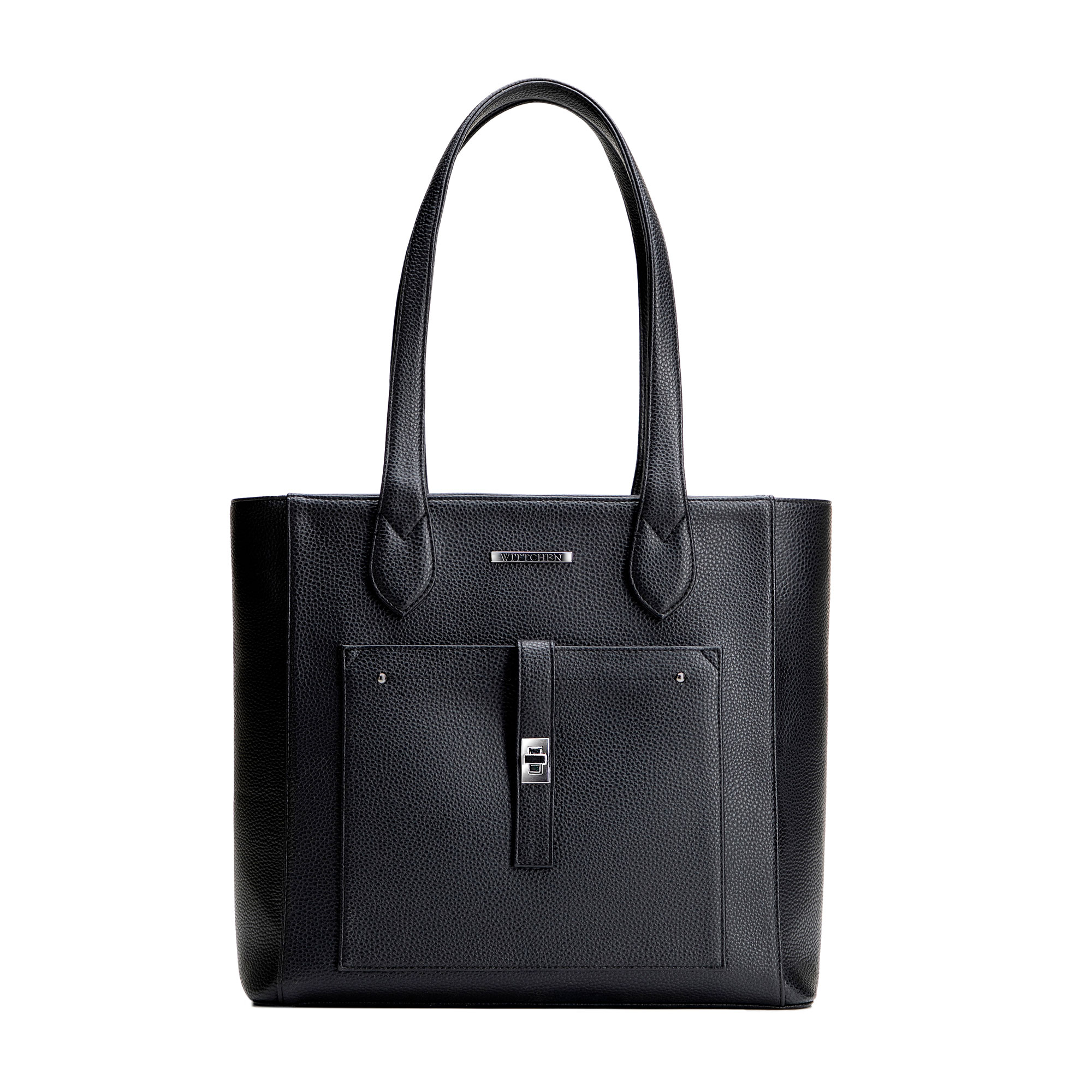 Dámska shopper kabelka z ekologickej kože čierno-strieborná s predným vreckom 29-4Y-002-B1, Vyberte variant čierno-strieborná