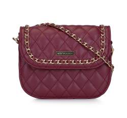 Quilted faux leather flap bag, burgundy, 93-4Y-215-2, Photo 1