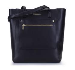 Torebka shopperka tote bag z kieszenią z przodu, czarny, 93-4Y-427-1, Zdjęcie 1