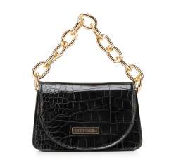Faux leather mini handbag, black, 95-4Y-766-1, Photo 1