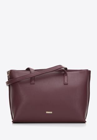 Faux leather shopper bag, plum, 97-4Y-512-3, Photo 1