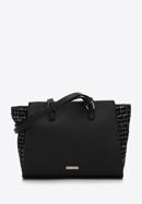 Shopper bag with boucle detail, black, 97-4Y-750-N, Photo 1