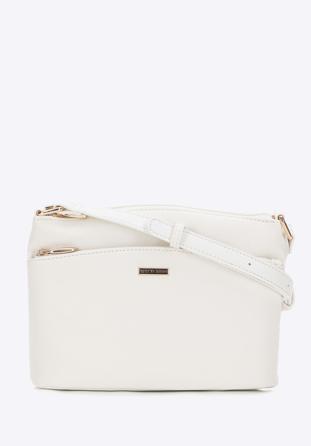 Women's crossbody bag with front pocket, white, 98-4Y-216-0, Photo 1