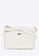Women's crossbody bag with front pocket, white, 98-4Y-216-9, Photo 1