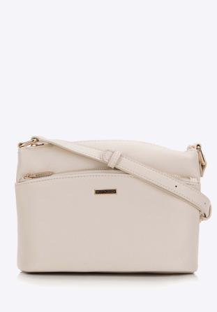 Women's crossbody bag with front pocket, beige, 98-4Y-216-9, Photo 1