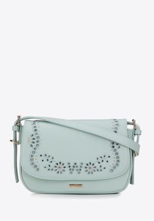 Women's faux leather crossbody bag in with decorative embellishment, mint, 98-4Y-504-Z, Photo 1