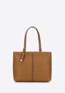 Faux leather shopper bag with studded trim, brown, 98-4Y-604-1, Photo 1