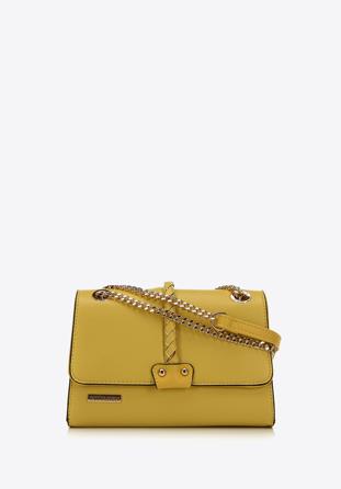 Faux leather flap bag with braided detail, lime, 98-4Y-608-Y, Photo 1