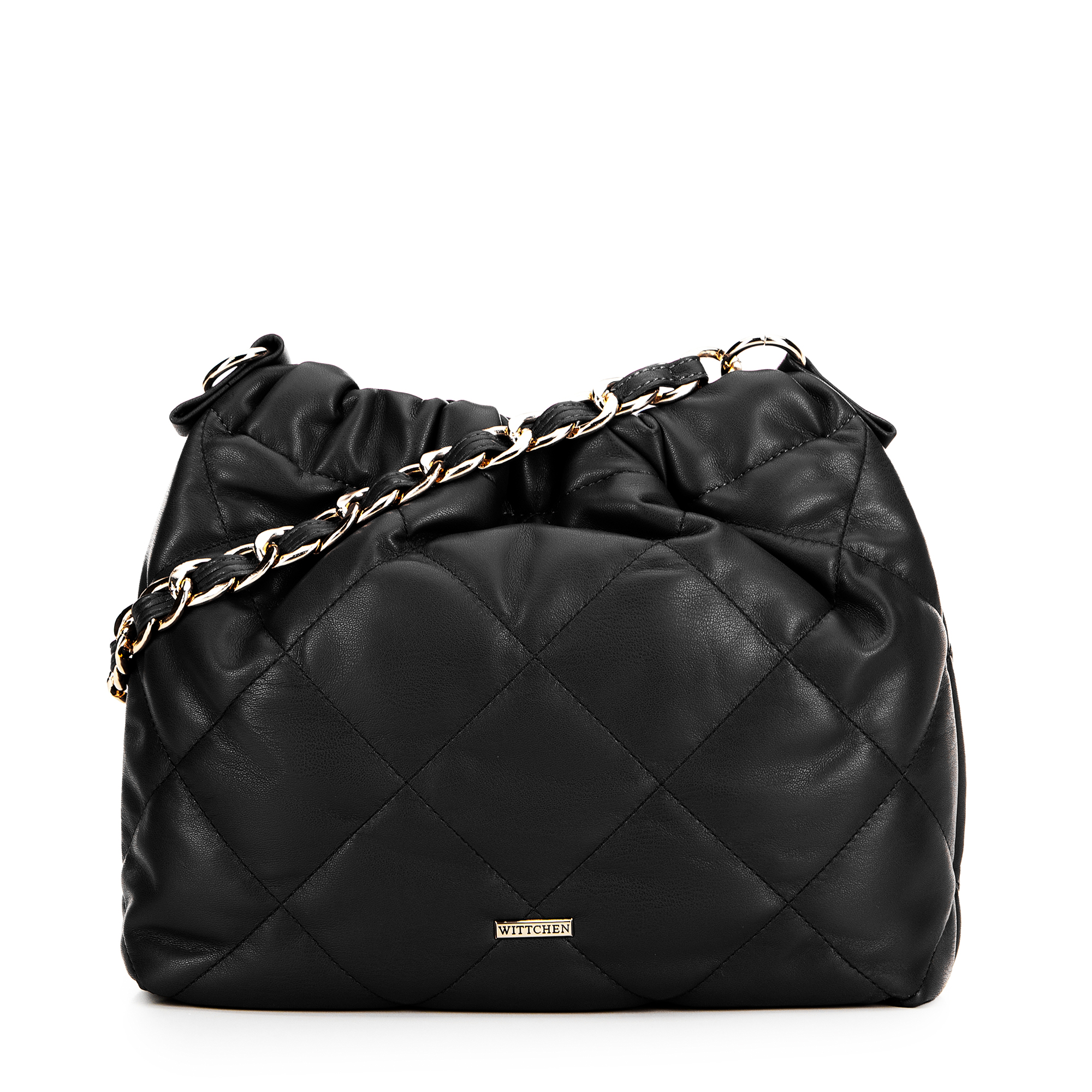 Dámska kabelka typu vak na retiazke čierna 99-4Y-626-1