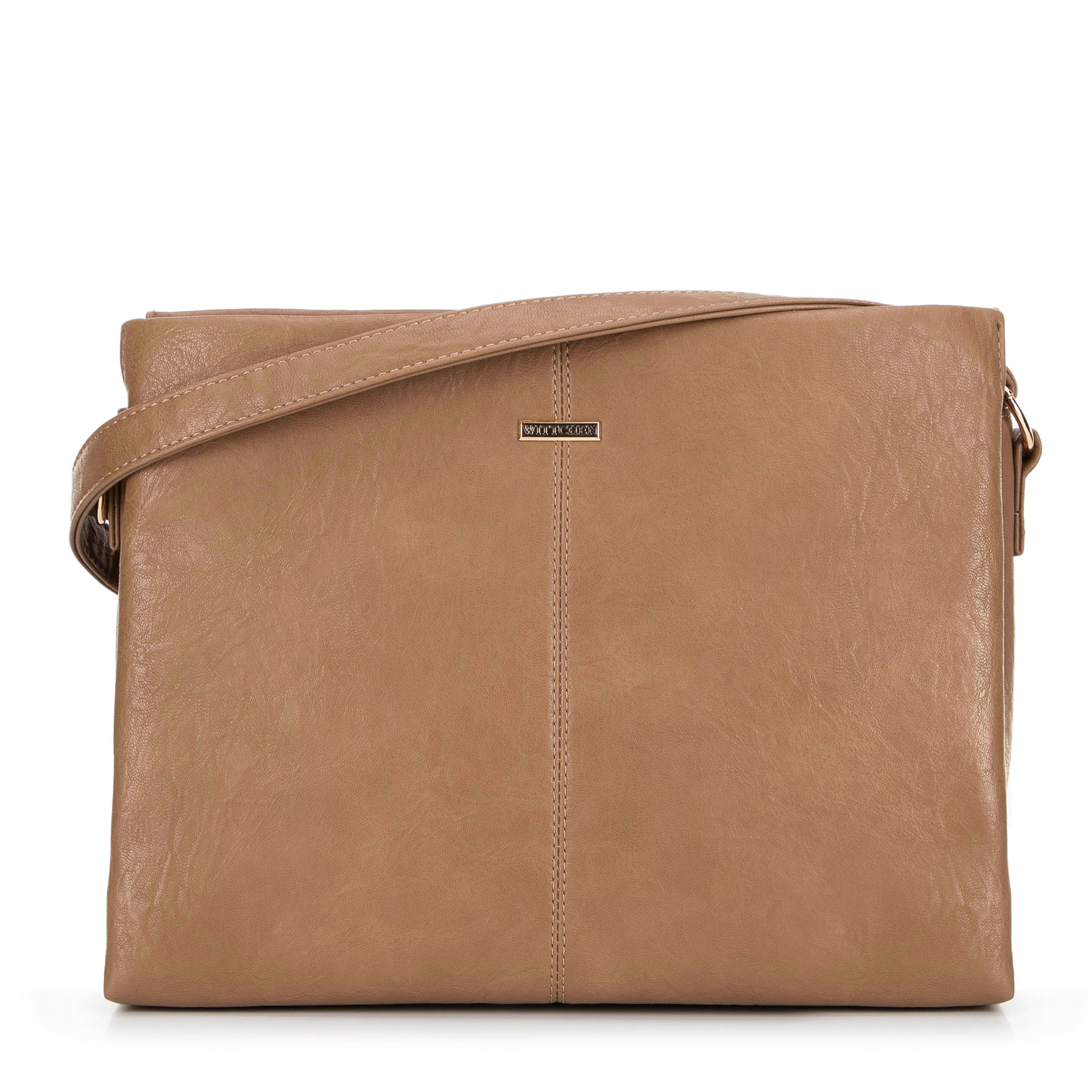 Dámska shopper kabelka s dekoračnou prackou na remienku tmavobéžová 99-4Y-630-9