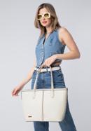 Faux leather shopper bag with braided detail, ecru, 98-4Y-606-0, Photo 15