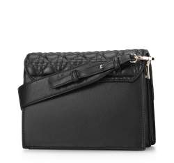 Faux leather quilted flap bag, black, 93-4Y-544-1, Photo 1
