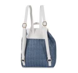 Damski plecak worek z plecionki, niebiesko-biały, 94-4Y-216-N, Zdjęcie 1