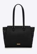 Shopper bag with boucle detail, black, 97-4Y-750-N, Photo 2