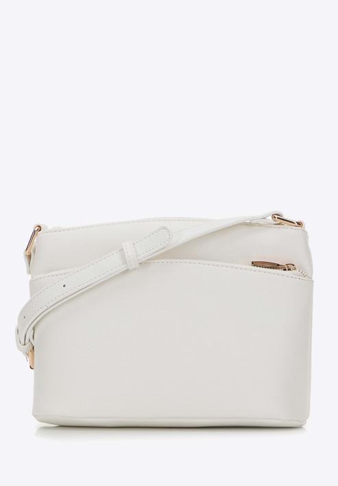 Women's crossbody bag with front pocket, white, 98-4Y-216-9, Photo 2