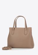 Faux leather tote bag with a cut-out pattern, beige, 98-4Y-502-1, Photo 2