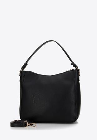 Faux leather studded hobo bag, black, 98-4Y-603-1, Photo 1