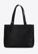Faux leather shopper bag with studded trim, black, 98-4Y-604-5, Photo 2