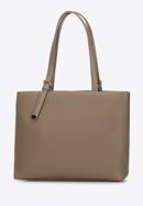 Faux leather shopper bag with studded trim, beige, 98-4Y-604-9, Photo 2