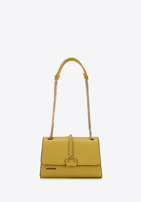 Faux leather flap bag with braided detail, lime, 98-4Y-608-V, Photo 2