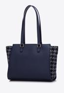 Shopper bag with boucle detail, navy blue, 97-4Y-750-1, Photo 3