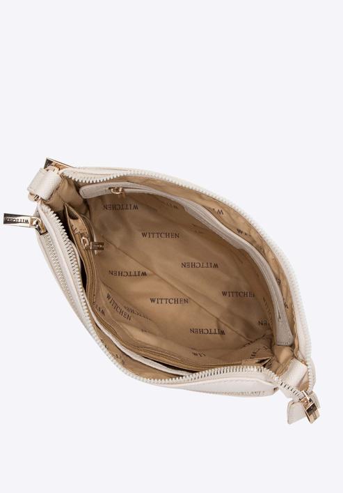 Women's crossbody bag with front pocket, beige, 98-4Y-216-0, Photo 3