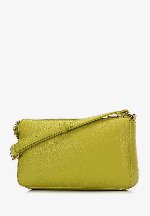Women's double faux leather crossbody bag with a decorative chain shoulder strap, lime, 98-4Y-508-Y, Photo 3