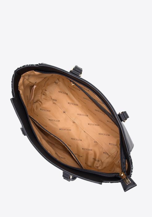 Shopper bag with boucle detail, black, 97-4Y-750-1, Photo 4