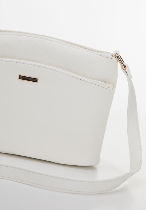 Women's crossbody bag with front pocket, white, 98-4Y-216-1, Photo 4