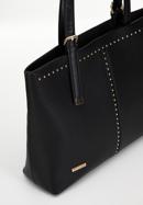 Faux leather shopper bag with studded trim, black, 98-4Y-604-9, Photo 4