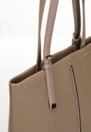 Faux leather shopper bag with studded trim, beige, 98-4Y-604-9, Photo 4
