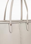 Faux leather shopper bag with braided detail, ecru, 98-4Y-606-0, Photo 4