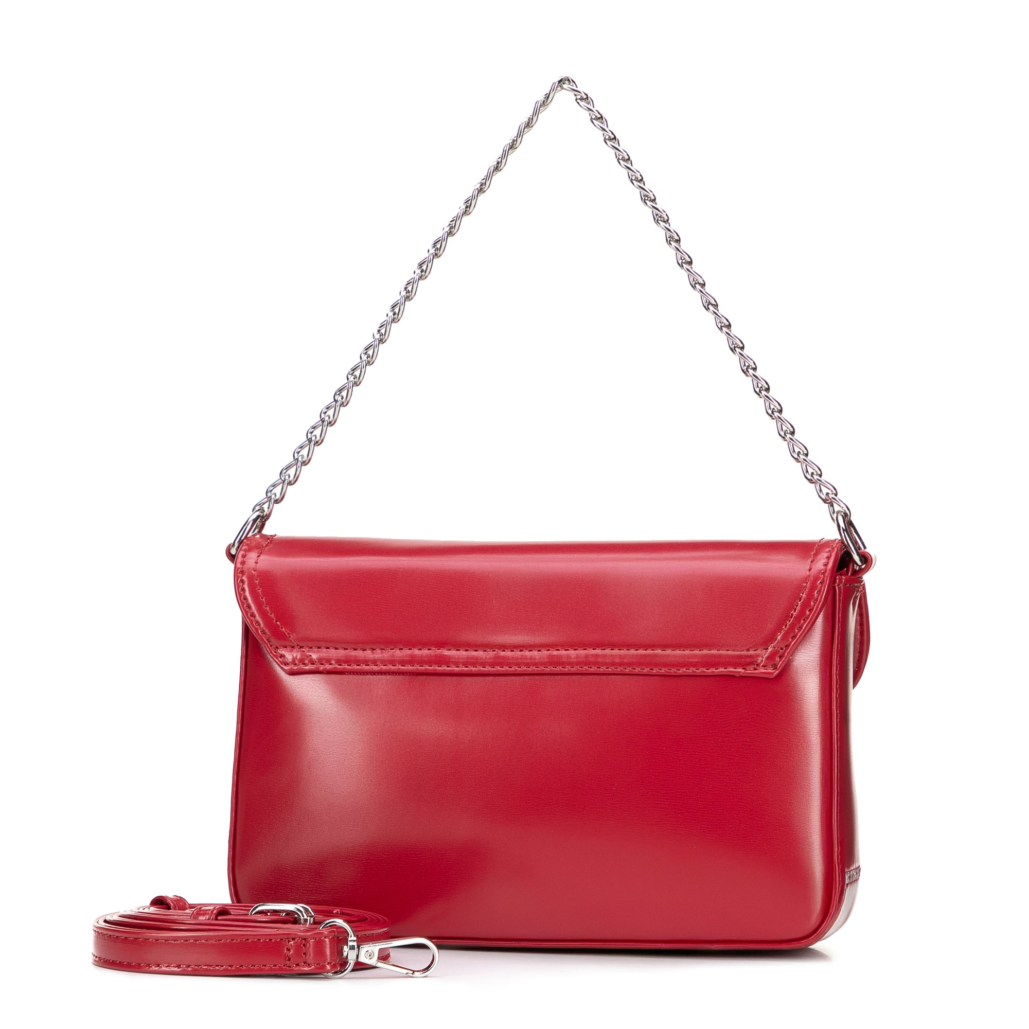 Dámska crossbody kabelka Wittchen z imitácie kože s retiazkovým detailom a moderným vzhľadom, Vyberte variant červená